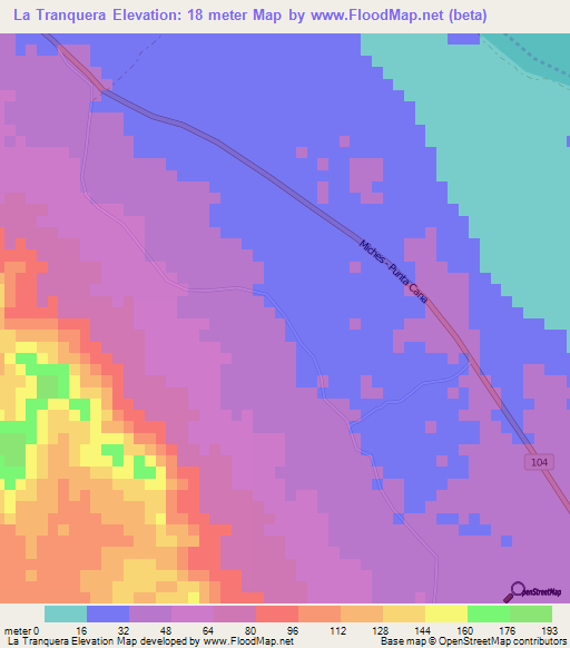 La Tranquera,Dominican Republic Elevation Map