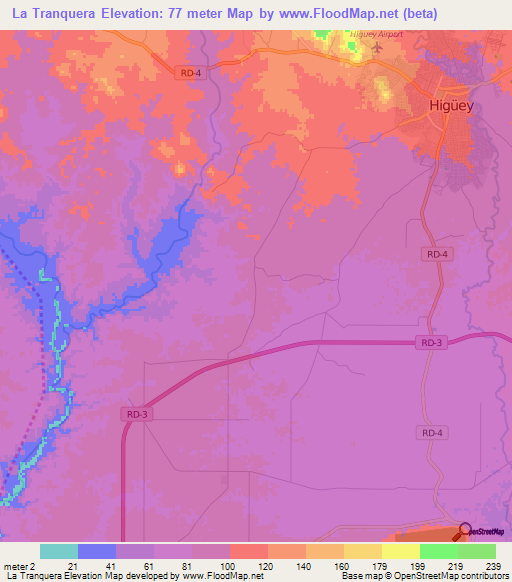 La Tranquera,Dominican Republic Elevation Map