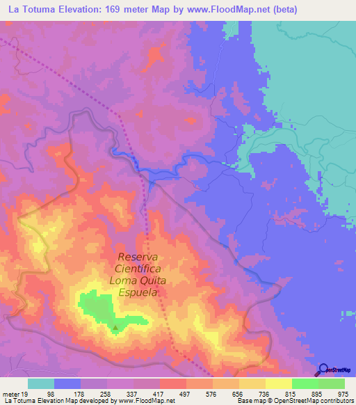 La Totuma,Dominican Republic Elevation Map