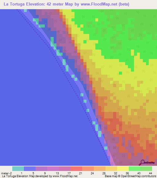 La Tortuga,Dominican Republic Elevation Map