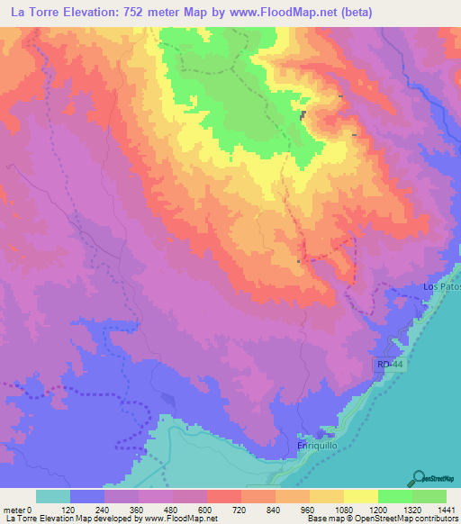 La Torre,Dominican Republic Elevation Map