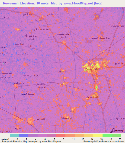 Ruwaynah,Egypt Elevation Map