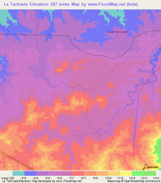 La Tachuela,Dominican Republic Elevation Map