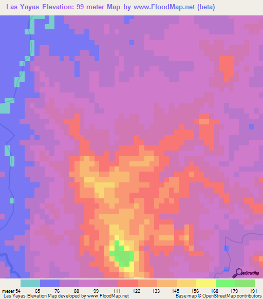 Las Yayas,Dominican Republic Elevation Map