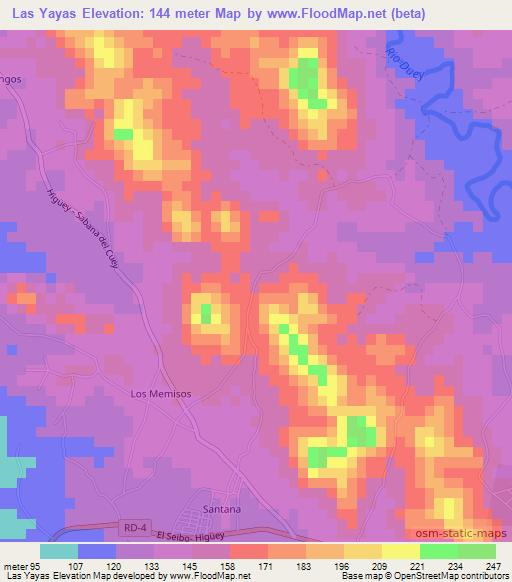 Las Yayas,Dominican Republic Elevation Map