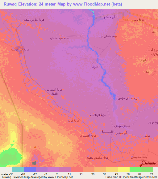 Ruwaq,Egypt Elevation Map