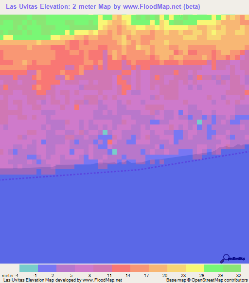 Las Uvitas,Dominican Republic Elevation Map