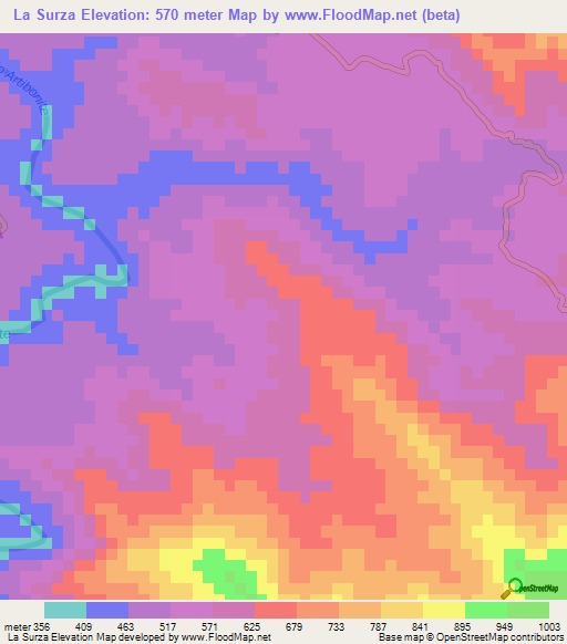 La Surza,Dominican Republic Elevation Map