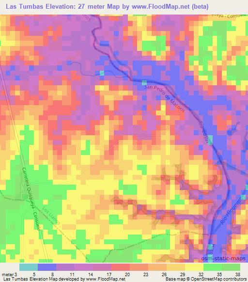 Las Tumbas,Dominican Republic Elevation Map