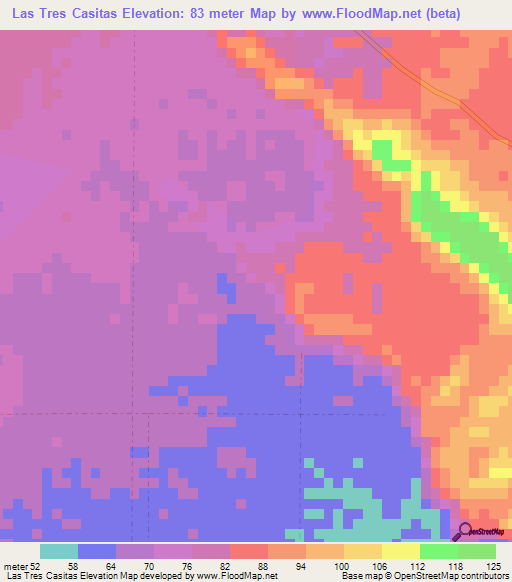 Las Tres Casitas,Dominican Republic Elevation Map