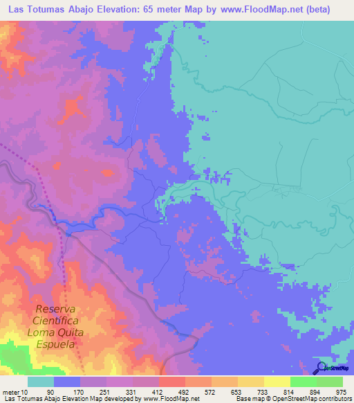 Las Totumas Abajo,Dominican Republic Elevation Map