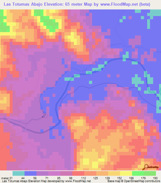 Las Totumas Abajo,Dominican Republic Elevation Map