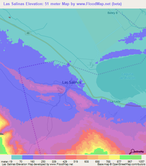 Las Salinas,Dominican Republic Elevation Map