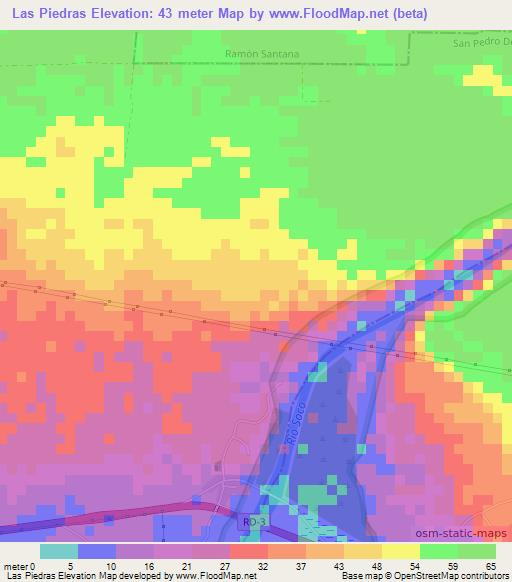 Las Piedras,Dominican Republic Elevation Map