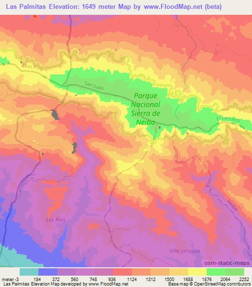 Las Palmitas,Dominican Republic Elevation Map