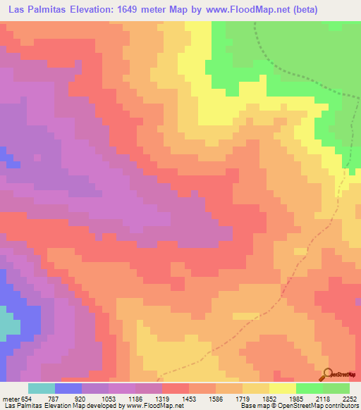 Las Palmitas,Dominican Republic Elevation Map