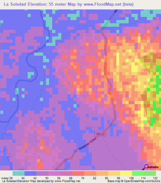 La Soledad,Dominican Republic Elevation Map