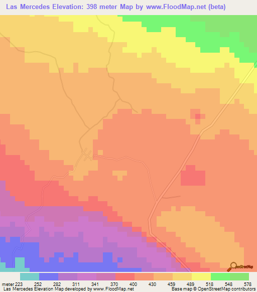 Las Mercedes,Dominican Republic Elevation Map