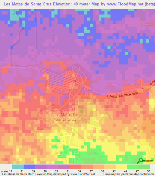 Las Matas de Santa Cruz,Dominican Republic Elevation Map