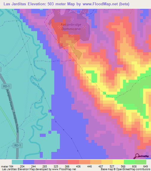 Las Jarditas,Dominican Republic Elevation Map