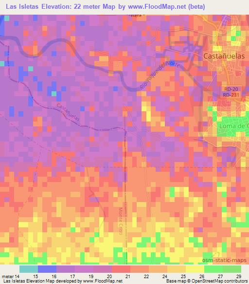 Las Isletas,Dominican Republic Elevation Map