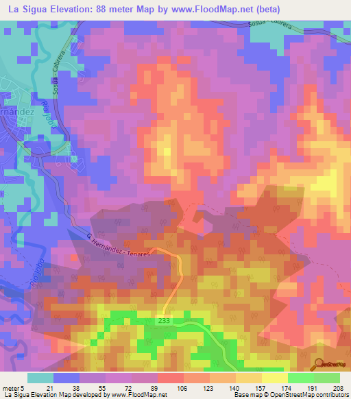 La Sigua,Dominican Republic Elevation Map