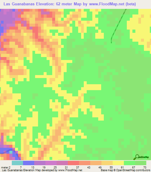 Las Guanabanas,Dominican Republic Elevation Map