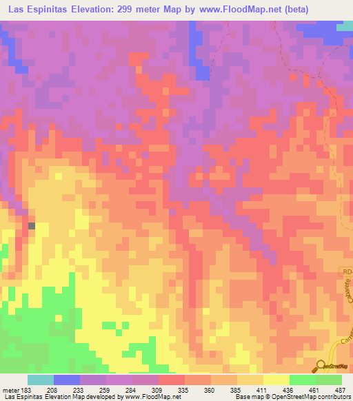 Las Espinitas,Dominican Republic Elevation Map