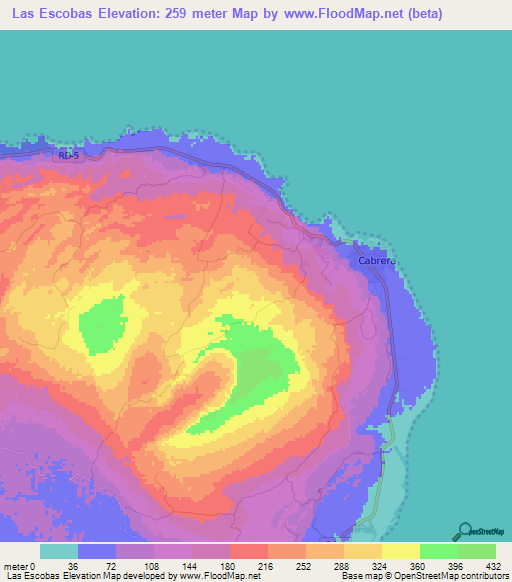 Las Escobas,Dominican Republic Elevation Map