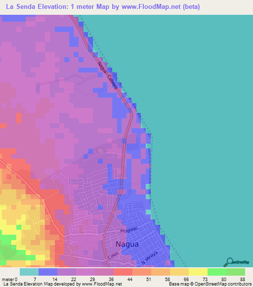 La Senda,Dominican Republic Elevation Map