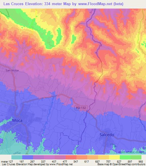 Las Cruces,Dominican Republic Elevation Map