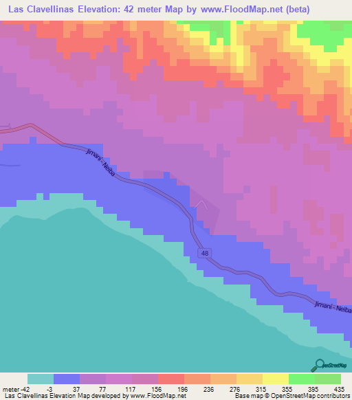 Las Clavellinas,Dominican Republic Elevation Map