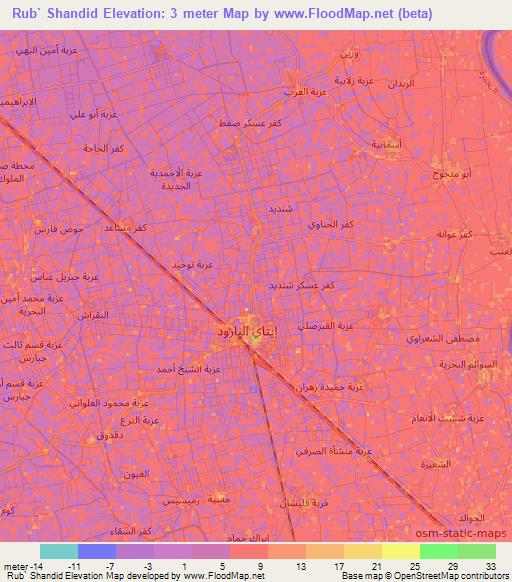 Rub` Shandid,Egypt Elevation Map