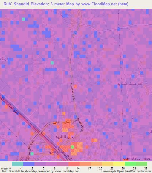 Rub` Shandid,Egypt Elevation Map