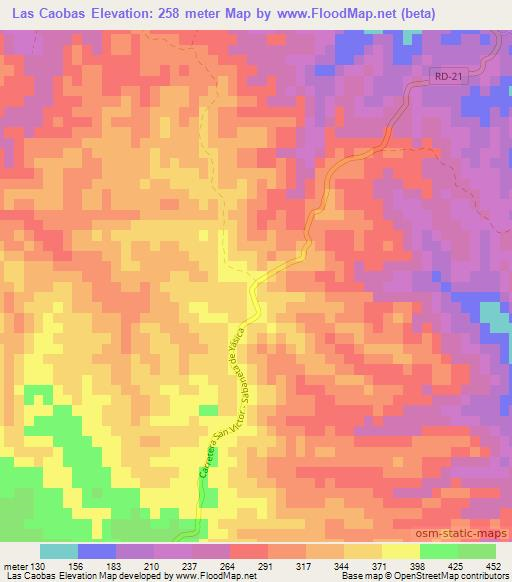 Las Caobas,Dominican Republic Elevation Map