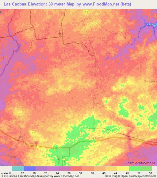 Las Caobas,Dominican Republic Elevation Map