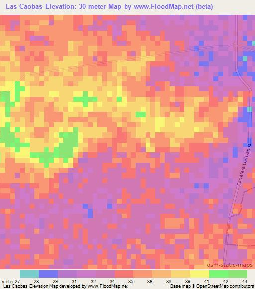 Las Caobas,Dominican Republic Elevation Map