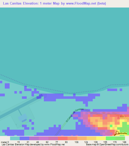 Las Canitas,Dominican Republic Elevation Map