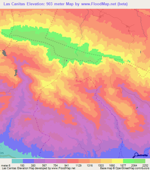 Las Canitas,Dominican Republic Elevation Map