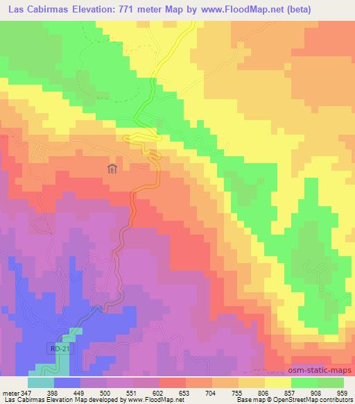 Las Cabirmas,Dominican Republic Elevation Map