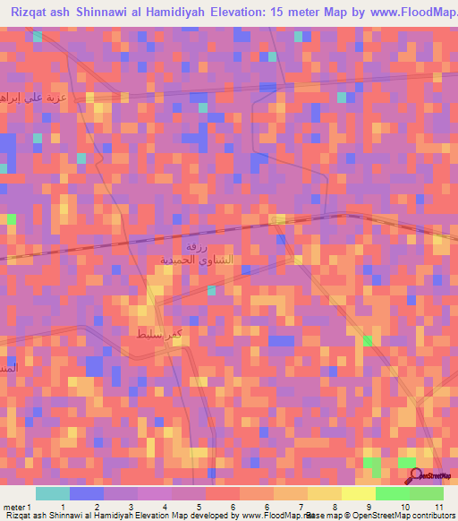 Rizqat ash Shinnawi al Hamidiyah,Egypt Elevation Map