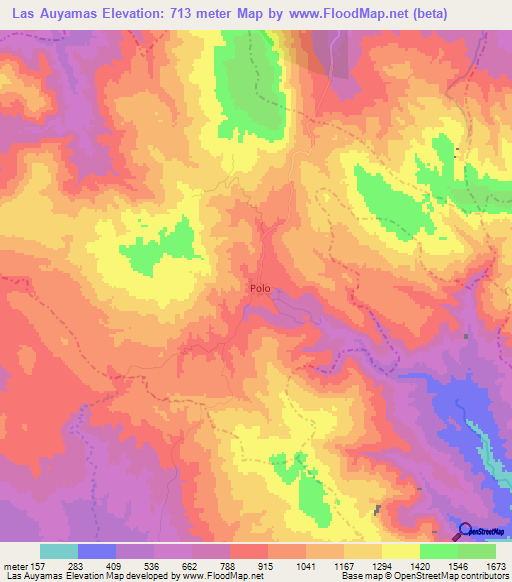 Las Auyamas,Dominican Republic Elevation Map