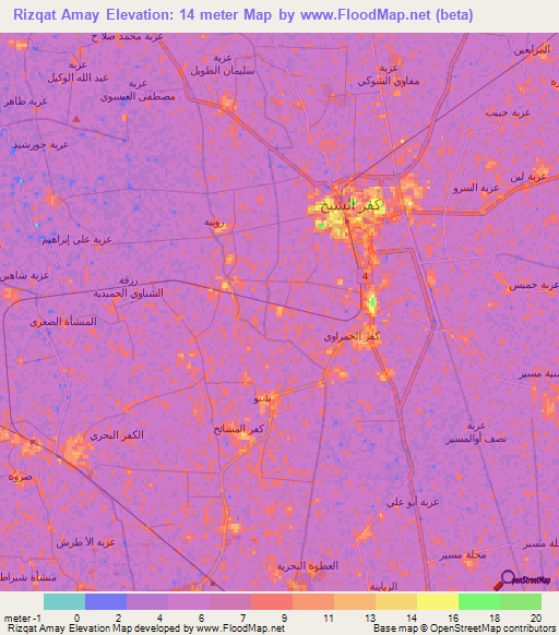 Rizqat Amay,Egypt Elevation Map