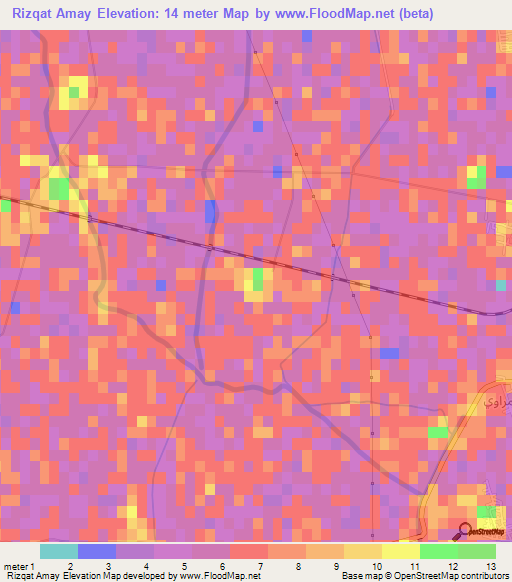 Rizqat Amay,Egypt Elevation Map