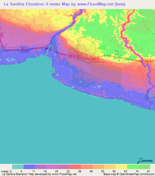 La Sardina,Dominican Republic Elevation Map