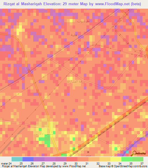 Rizqat al Mashariqah,Egypt Elevation Map