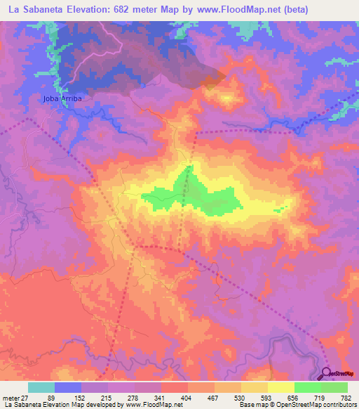 La Sabaneta,Dominican Republic Elevation Map