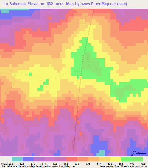 La Sabaneta,Dominican Republic Elevation Map