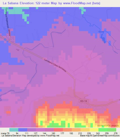 La Sabana,Dominican Republic Elevation Map