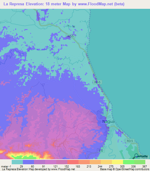 La Represa,Dominican Republic Elevation Map